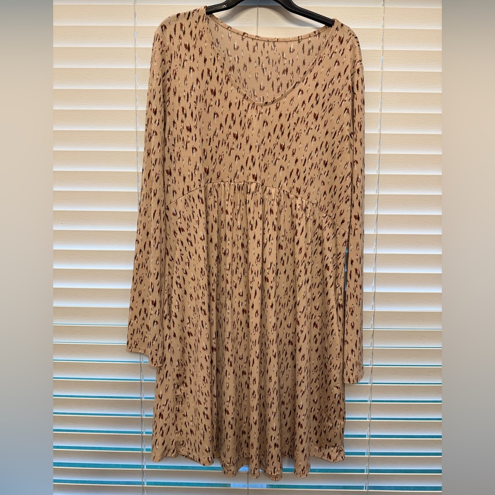 Chic Tan Patterned Women's Dress